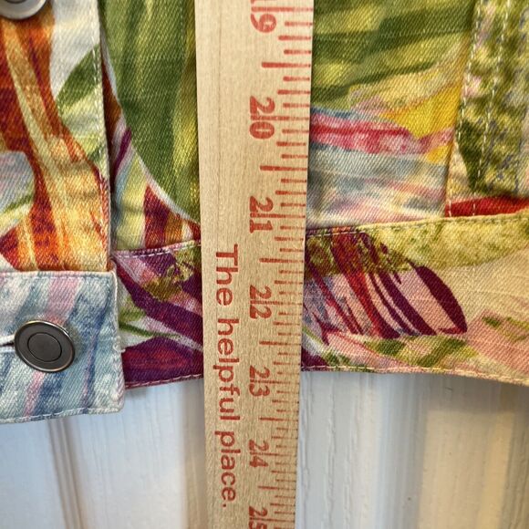 Chicos Floral Jacket Women’s Size 1 (8 - 10) Linen Blend Tropical Button Front - Picture 7 of 7